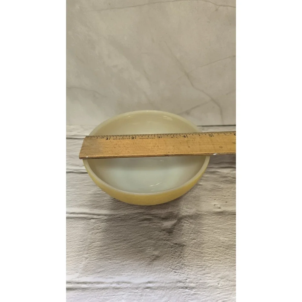 Fire King Yellow Milk Glass Bowls Set Of Two Bowls With Ribbed Bottom Vintage